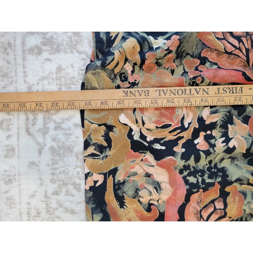 Vintage Joshua Powers Floral‎ Midi Skirt Black Orange Yellow Whimsigoth